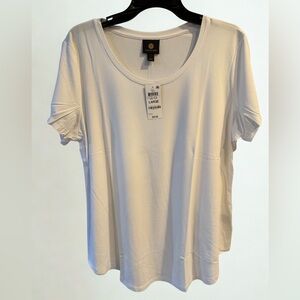 JM Collection White Scoop Neck Tee NWT Size Large